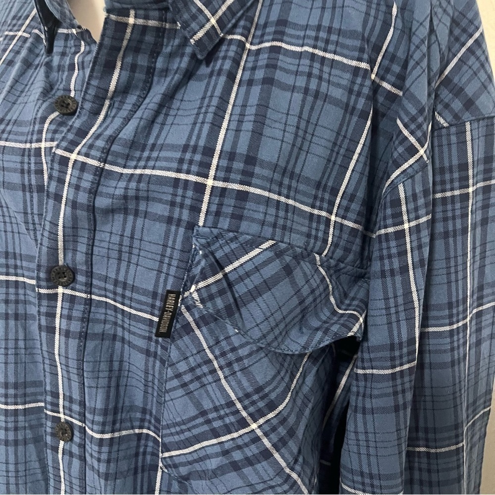 Harley-Davidson Men’s 4XL Long Sleeve Button Down Snap Collar Plaid Shirt EUC - Picture 2 of 11